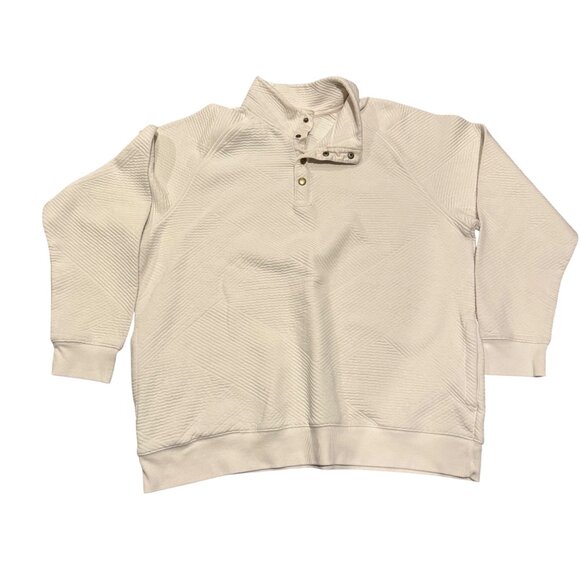Goodfellow & Co Cream Textured Quarter Snap Pullover Sweatshirt XL - Picture 2 of 4